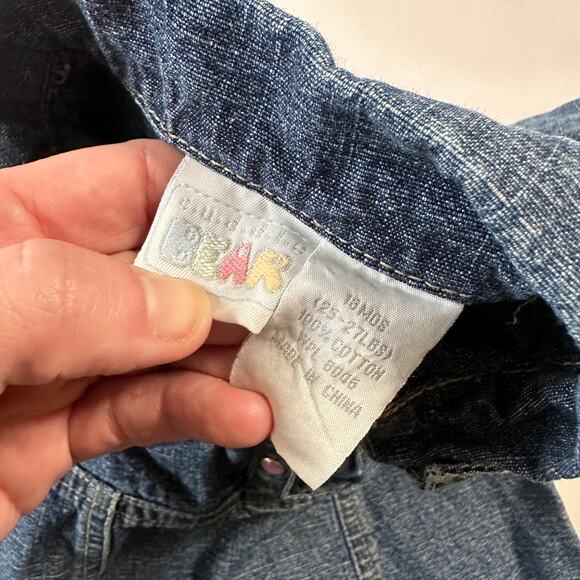 Vintage Cuddle Bear Denim Floral Embroidered Long Sleeve Dress Sz 18 mo - Picture 4 of 6